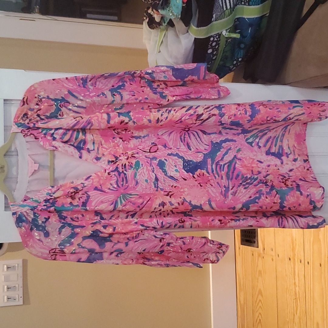 Lilly Pulitzer Silk Metallic Mini Shift Dress Xs